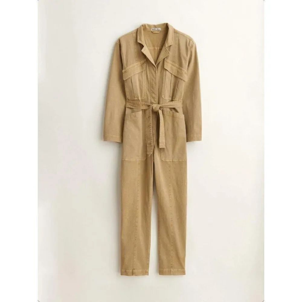 Alex Mill Expedition Twill Jumpsuit Long Sleeve Women's Large in Washed Khaki